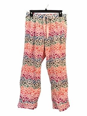 J. CREW S 100% Cotton Poplin Cropped Pajama Pants Bottoms Heart Print